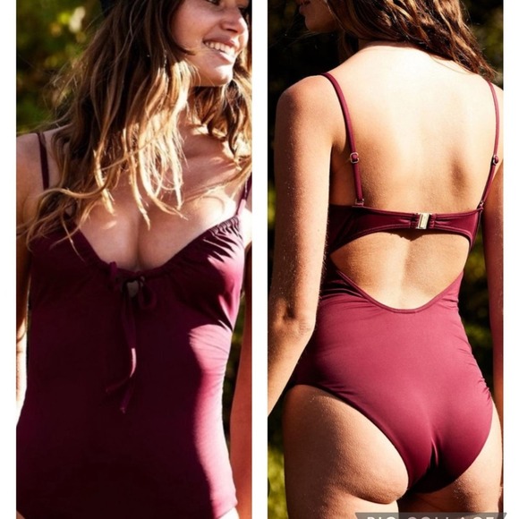 Free People Other - NWT Rhythm X Free People tie front underwire one piece swimsuit in Berry, M